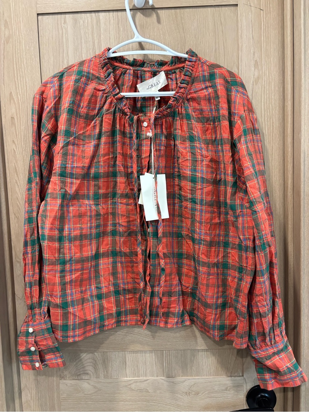 The GREAT Plaid Blouse Top Size 2 NEW Farmhouse Prairie Cottagecore